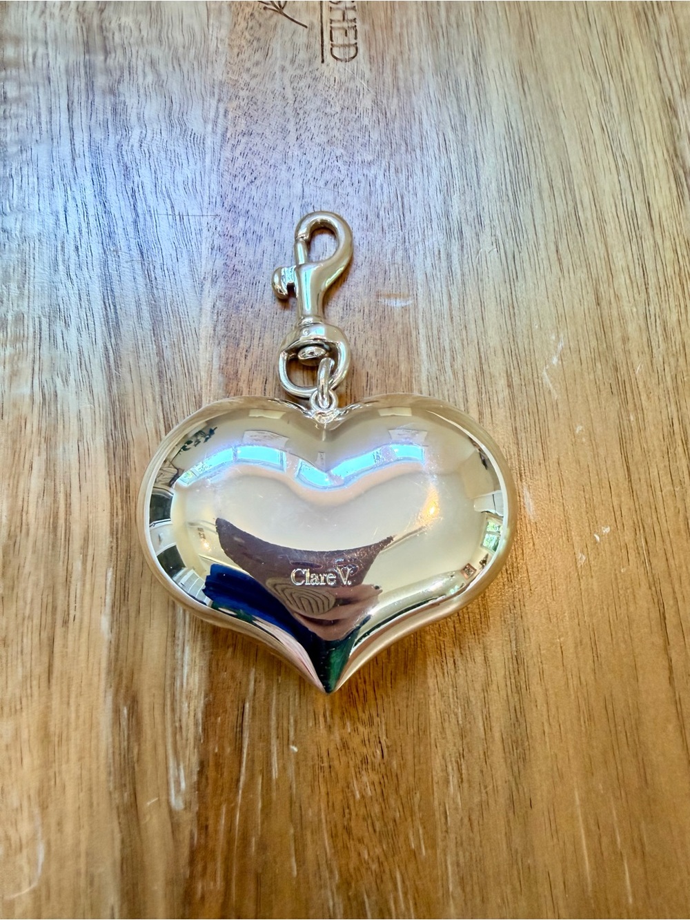 Clare V Grande Mylar Heart Fob - Silver $125